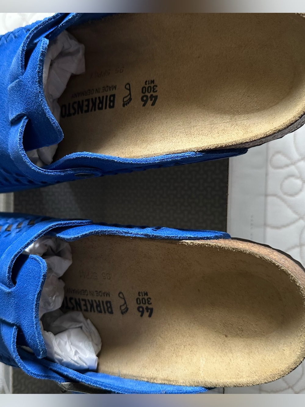 Sz 46/M13 Kith x Birkenstock Men’s Blue Suede Boston Woven Sandals - Picture 7 of 10